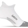 Feetures Elite Max Cushion No-Show Tab Socks White/Grey Large